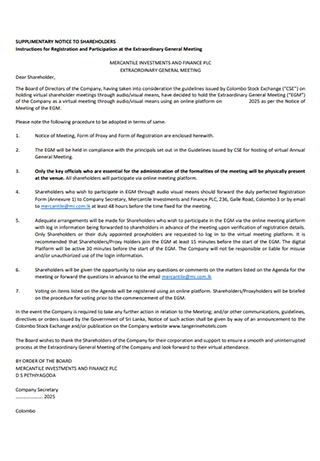 Extraordinary General Meeting