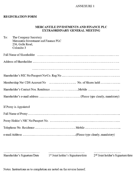ANNEXURE 1 - REGISTRATION FORM
